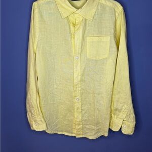Janie and Jack Yellow Kids Button Down Shirt Size 7 , Linen